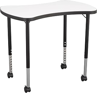 Learniture Structure Series 35-Inch Collaborative Dry-Erase Activity Table, Bow-Tie Mobile Collaborative Table with Whiteboard Top, Black Legs, 35.5” W x 23.75” D x 20"-30" H
