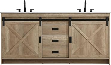 Elegant Kitchen and Bath Austin 72" Double Bathroom Vanity in Natural Oak