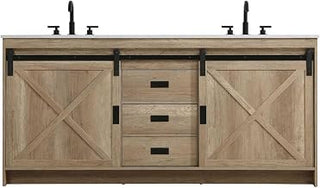 Elegant Kitchen and Bath Austin 72" Double Bathroom Vanity in Natural Oak