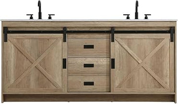 Elegant Kitchen and Bath Austin 72" Double Bathroom Vanity in Natural Oak