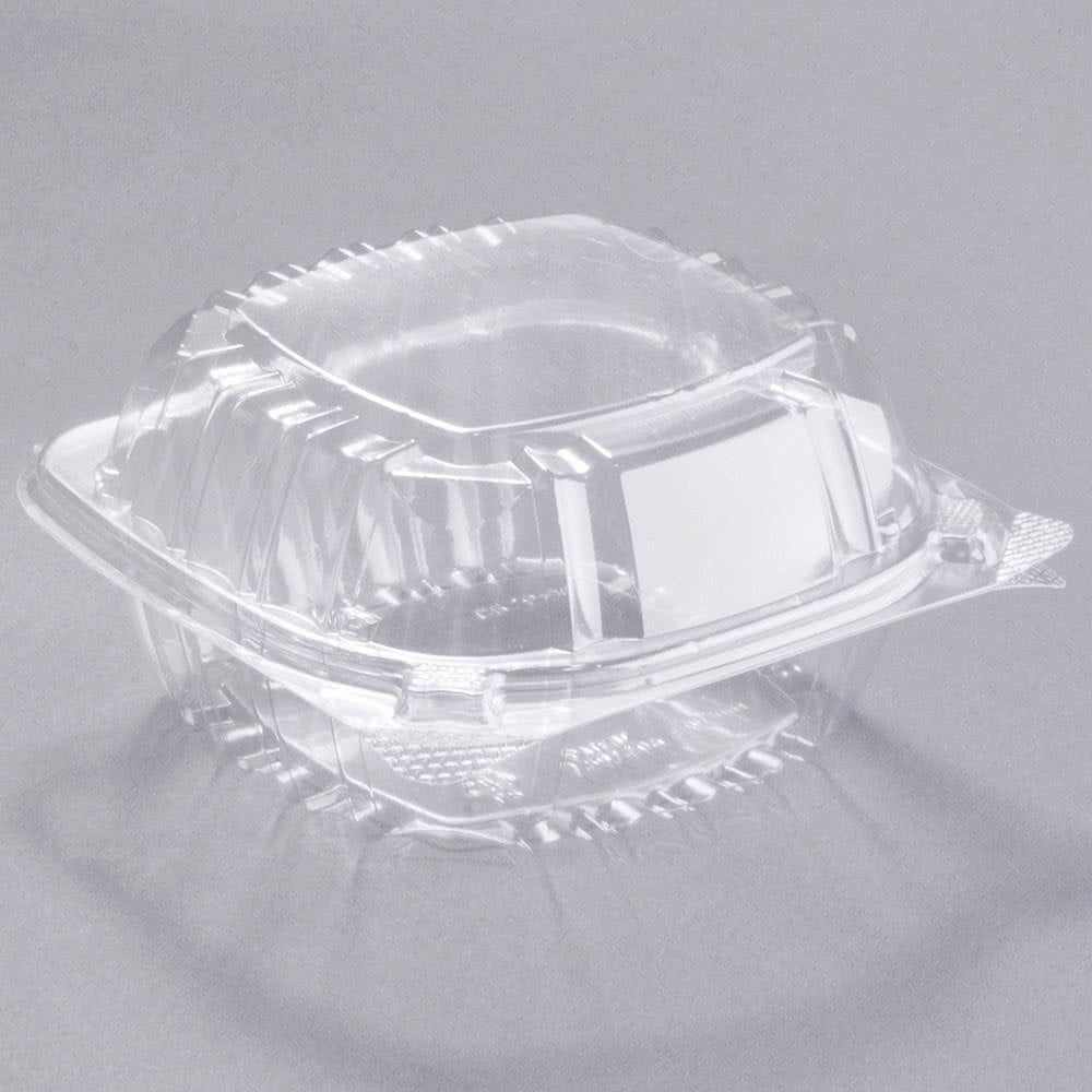 TableTop King C57PST1 6" x 5 13/16" x 3" ClearSeal Hinged Lid Plastic Container - 500/Case
