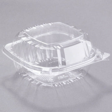 TableTop King C57PST1 6" x 5 13/16" x 3" ClearSeal Hinged Lid Plastic Container - 500/Case