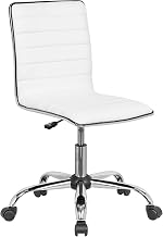Interion Antimicrobial Armless Synthetic Leather Chair, White