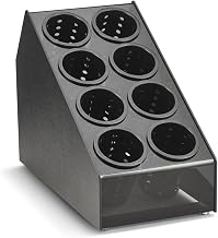 Vollrath 8 Cylinder Flatware Holder - 10 1/8" x 18 1/8" x 17 1/4", Plastic, Black