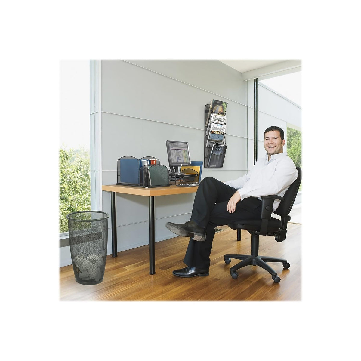 3603BL Wood Desk Riser by Safco – Monitor Stand, Metal, Black, Model 2159BL