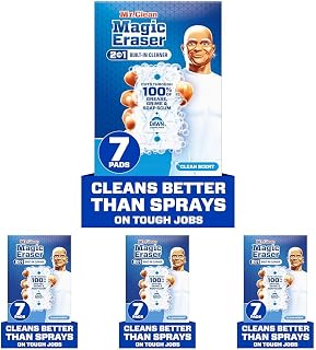 Mr. Clean Magic Eraser Foaming Sponge, All Purpose, Dawn Cleaning Power, Wall Cleaner, Sneaker Cleaner, Oven Cleaner, Kitchen, Bathroom, Shower Cleaning Supplies, Scrubber, Ultra Foamy, 7ct