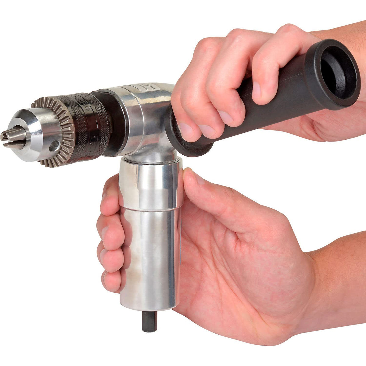 Pro Right Angle Air Drill by Global Industrial – 9.5"L x 6"W x 2.5"H, Aluminum, Silver, Model G3912