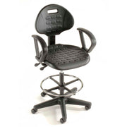 5-Way Adjustable Ergonomic Stool with Loop Armrests Black by Global Industrial – 18.5"W x 18"D x 13"H, Polyurethane, Black, Model A203TMX+19C2ARM