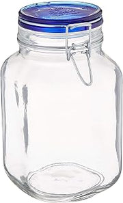 Bormioli Bormioli rocco fido square jar with blue lid - 333/4 oz 1l, 2.6 Pound