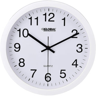 12" Wall Clock by Global Industrial – Plastic, White, Model 695323
