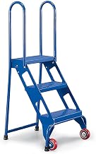 All-Welded VESTIL Lock and Roll Folding Ladders with Wheels - 4 Steps - Steel