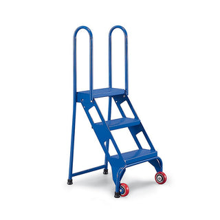All-Welded VESTIL Folding Ladders with Wheels - 4 Steps - Steel by Lock and Roll – Alloy Steel, Blue, Model FLAD-4