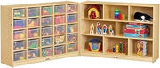 Jonti-Craft 04280JC 25 Cubbie-Tray Mobile Fold-n-Lock Storage with Clear Bins