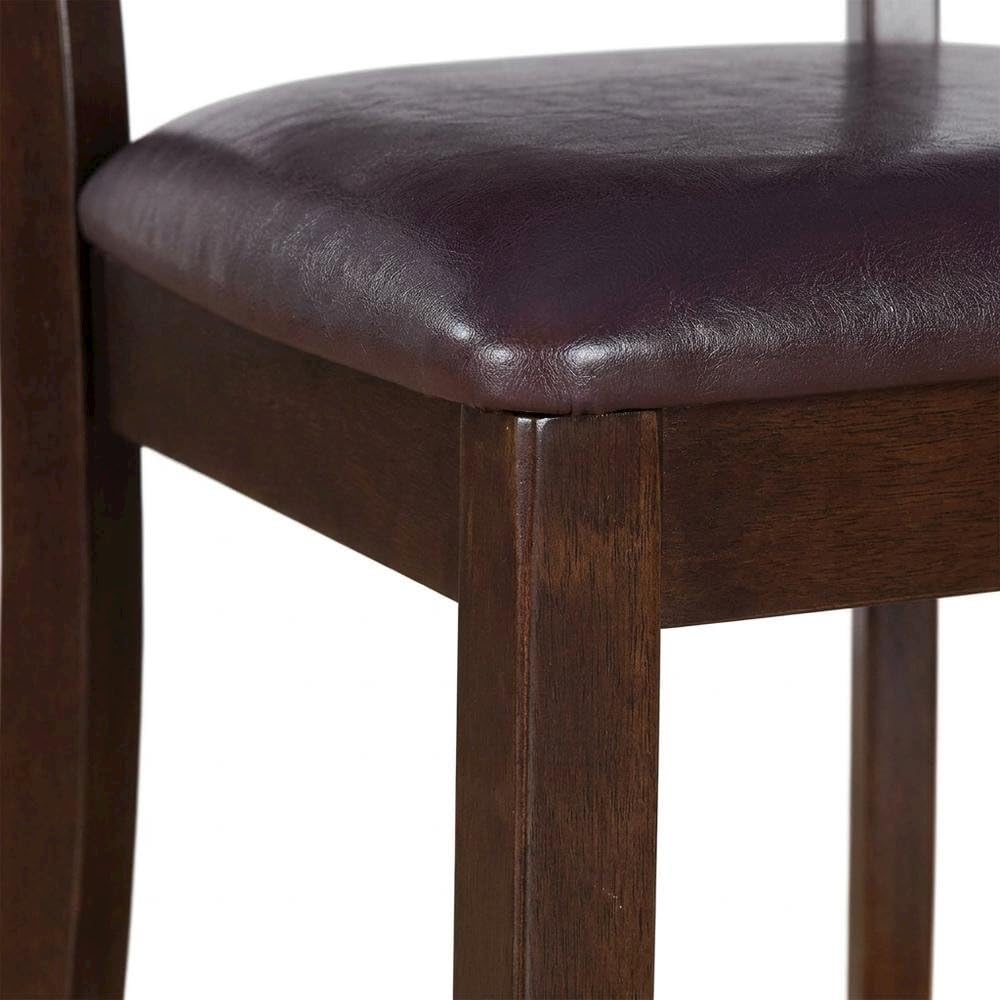 Solid Wood Faux Leather-Upholstered Dining Chairs Set of by Furnifact – Wood, Brown, Pack of 2