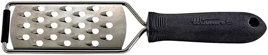 Winco 10" Black Grater with Large Holes, Soft Grip Handle
