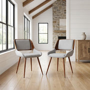 Walnut Wood Mid-Century Modern Dining Chairs Set of by Furnifact – Walnut, Gray Fabric/Walnut, Pack of 2