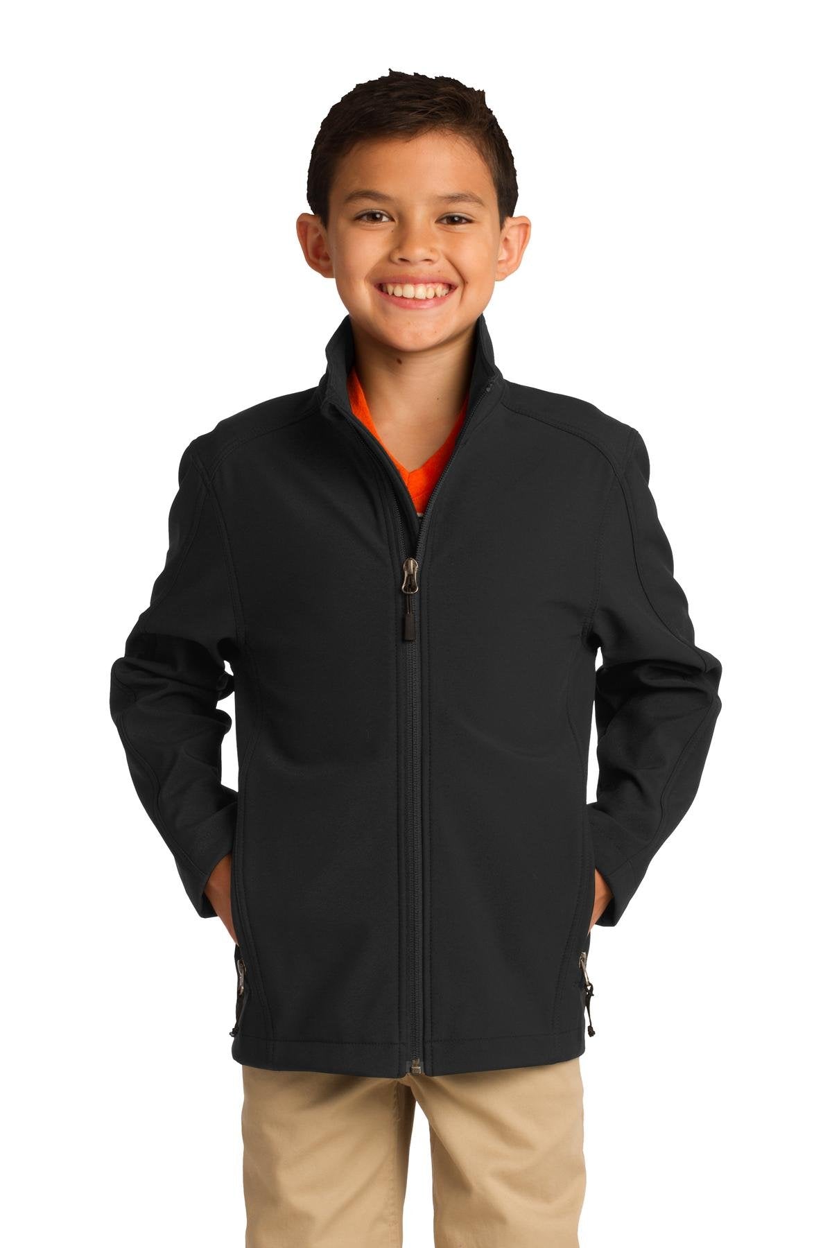 Youth Core Soft Shell Jacket by Port Authority – Large, Polyester, Black, Model SNM-752634