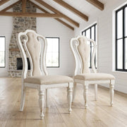 Chenille-Upholstered Side Chair Set of by Starlight Canyon Home – Solid + Manufactured Wood, White, Pack of 2