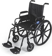 Medline Premium Lightweight Wheelchair, Flip-Back Desk Arms and Swing-Away Footrests, 22" x 18" Seat (W x D)