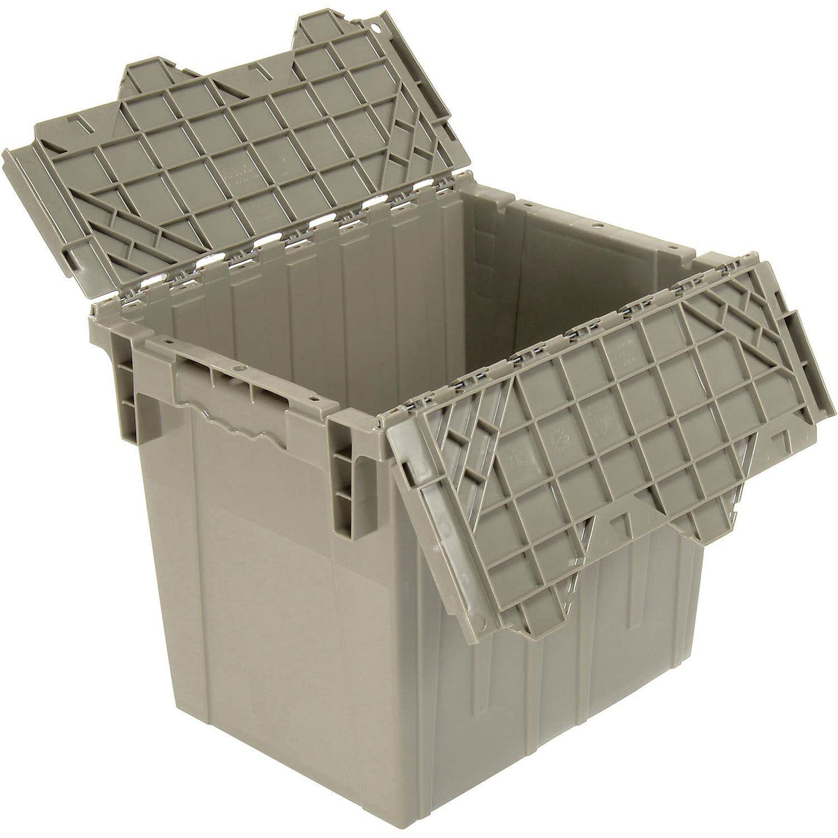 Distribution Container with HINGED LID by Monoflo – 18X13X15, Plastic, Gray, Model 270281GY