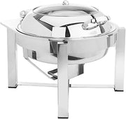 Eastern TableTop 3948GS Mid/Max P2 Induction Chafer 6 qt Round Stainless Steel W/Hinged Glass Dome Cover & Stand