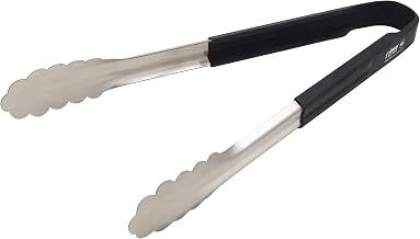 Winco 12" Black Prime Stainless Steel Utility Tong, Handle | NSF certified, Restaurant service, Great for Salads and Buffets
