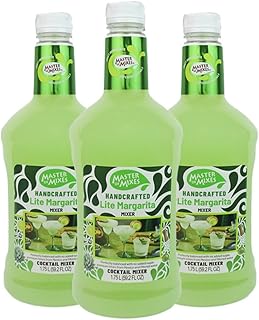 MASTER OF MIXES Margarita Lite Drink Mix, Ready to Use, 1.75L, 3 Pack | Lime Flavor, Low Calories, & No Sugar Added | Cocktail & Mocktail Recipes, Pour Ready, Consistent, Smooth Mixing Texture