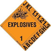 Labelmaster PSR32R Explosive Class 1.1, 1.2 and 1.3 Placard with Tabs, Removable Vinyl (Pack of 25)
