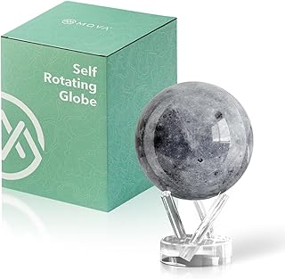 MOVA Self Rotating Globe, Moon Classic (4.5") | solar powered globe, no batteries or cords, gift for astronomy lovers, premium kinetic display, space desk decor