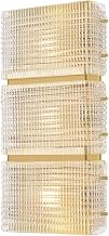 Mav 3-Light Wall Sconce | Vintage Brass w/Textured Piastre Cast Glass Blocks | Modern Retro-Inspired Light for Hallway, Bathroom or Bedroom | Architectural Accent Fixture | 547-03-VB