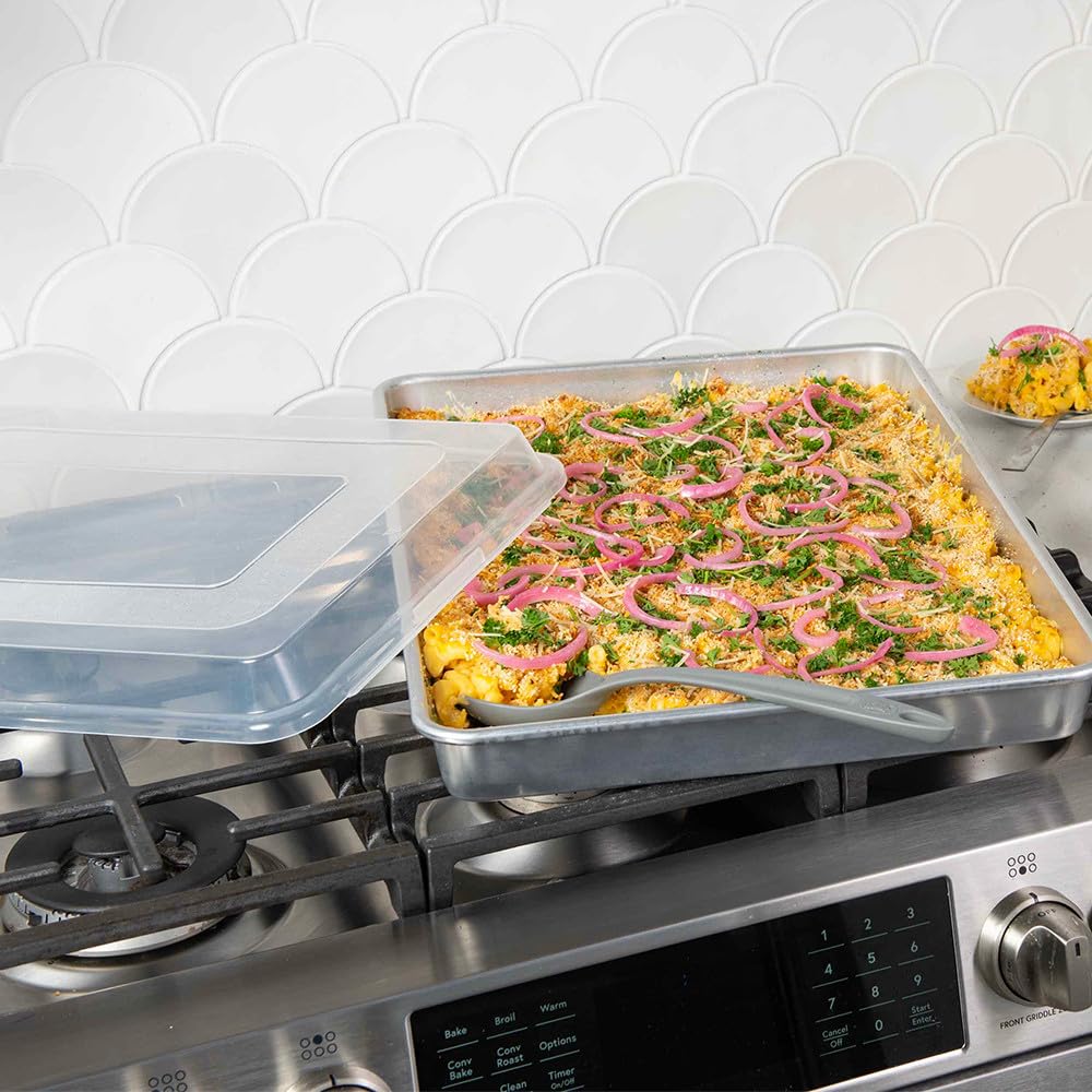 Naturals Big Batch Pan with Lid and Recipe Booklet by Nordic Ware – Extra-Large High-Sided + Lid + Recipe Booklet, Aluminum, Natural, Model 35769AMZM