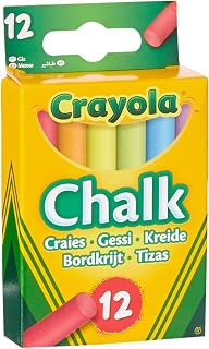 Crayola Anti Dust Assorted Chalk | 12 craies de couleur pour tableau, Forme cylindrique, Anti-poussière et anti-casse, À utiliser à la maison comme à l'école