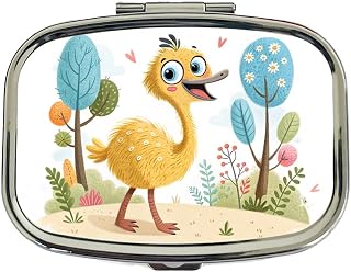 Emu Children's Illustration Style Travel Pill Box Case | Small Compact