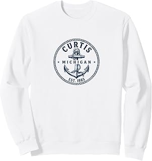 Curtis Michigan Vintage Nautical Anchor Design Sweatshirt
