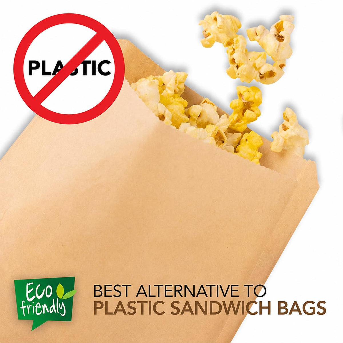Paper Sandwich Bags Kraft Brown (200 Pack) by Stock Your Home – 200 Count, Paper, Brown, Pack of 200