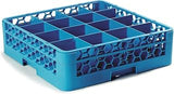 Carlisle FoodService Products Opticlean Glass Rack 16 Compartments with 1 Extender for Kitchens and Restaurants, 19.875" x 19.875" x 5.5", Compartment Size 4.45" x 4.45" Blue