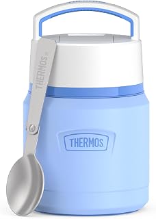 THERMOS ICON Stainless Steel Food Jar with Spoon, 12 Ounce, Light Blue