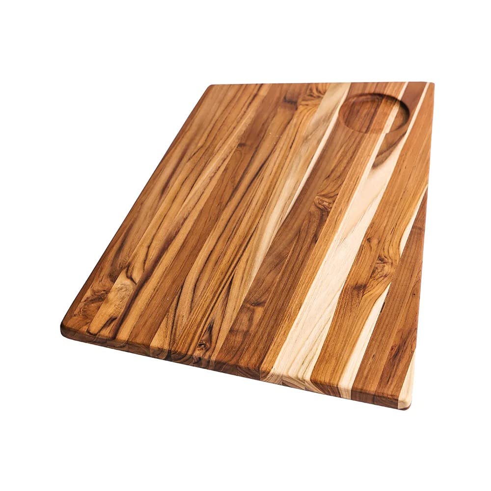 Trapeze Edge Grain Cutting/Serving Board | 19" x 12.5" x .55" by Teakhaus – 19"L x 12.5"W