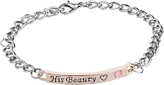 925 Sterling Silver King And Queen Bracelets For Couples Sets, Charm His Queen Her King Beauty Beast Crystal Male Bracelet, His Queen Her King Bracelets, Her King His Queen Bracelets