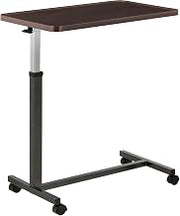 Global Industrial Heavy Duty Overbed Table with H-Base, Walnut Laminate Tabletop