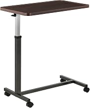 Global Industrial Heavy Duty Overbed Table with H-Base, Walnut Laminate Tabletop