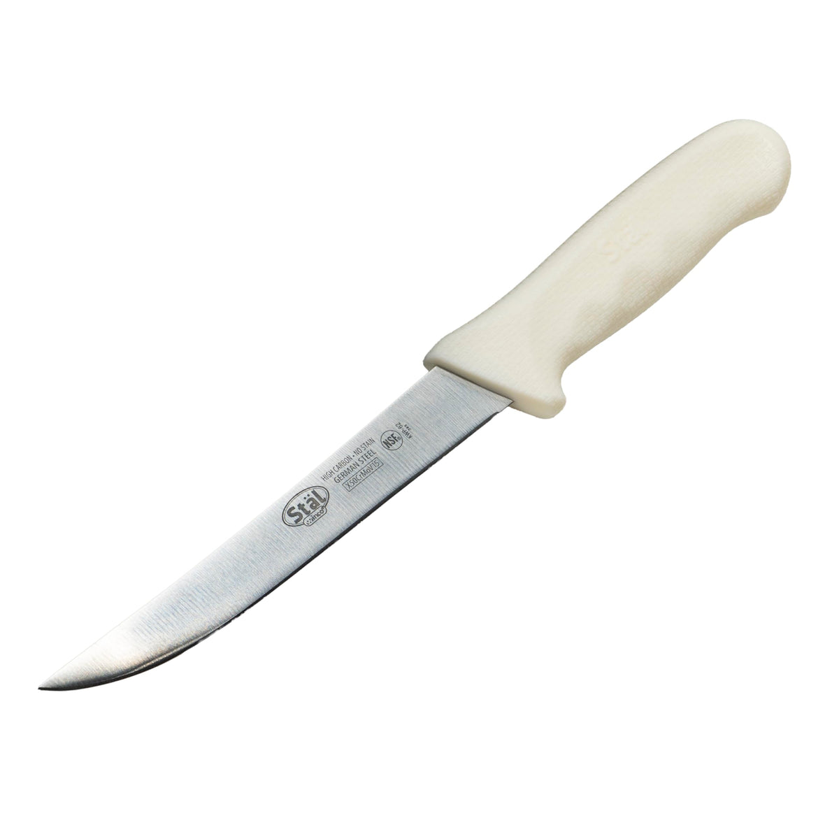 6" White Plastic Boning Knife with Handle by Winco – 6", Stainless Steel, White, Model KWP-62