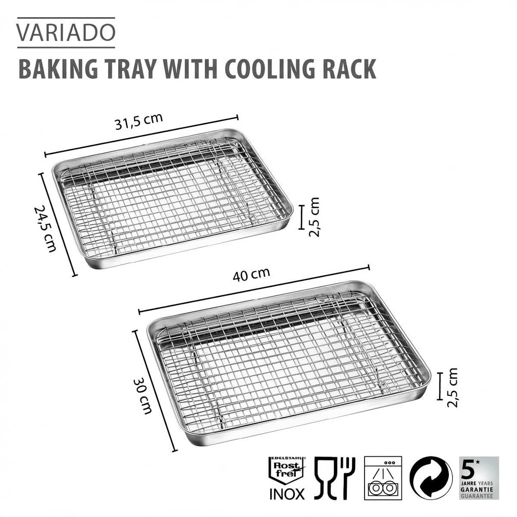 VARIADO Baking Tray 31.5 cm with Stainless Steel Cooling Rack | Baking by GEFU – Model 14765