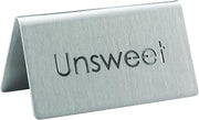 Service Ideas 1C-BF-UNSWEET-MOD Laser Cut Table Tent Sign, Unsweet, 3" Length x 1.5" Width x 1.5" Height, Stainless Steel, Brushed Finish