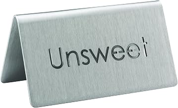 Service Ideas 1C-BF-UNSWEET-MOD Laser Cut Table Tent Sign, Unsweet, 3" Length x 1.5" Width x 1.5" Height, Stainless Steel, Brushed Finish