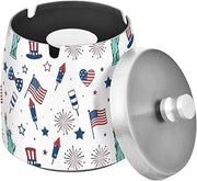 4th Of July Firework Splash Ashtray with Lid, Outdoor Ashtrays for Patio