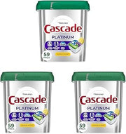 Cascade Platinum Dishwasher Pods, Dishwasher Detergent, Dish Detergent Soap, Lemon, 59 Count (Pack of 3)