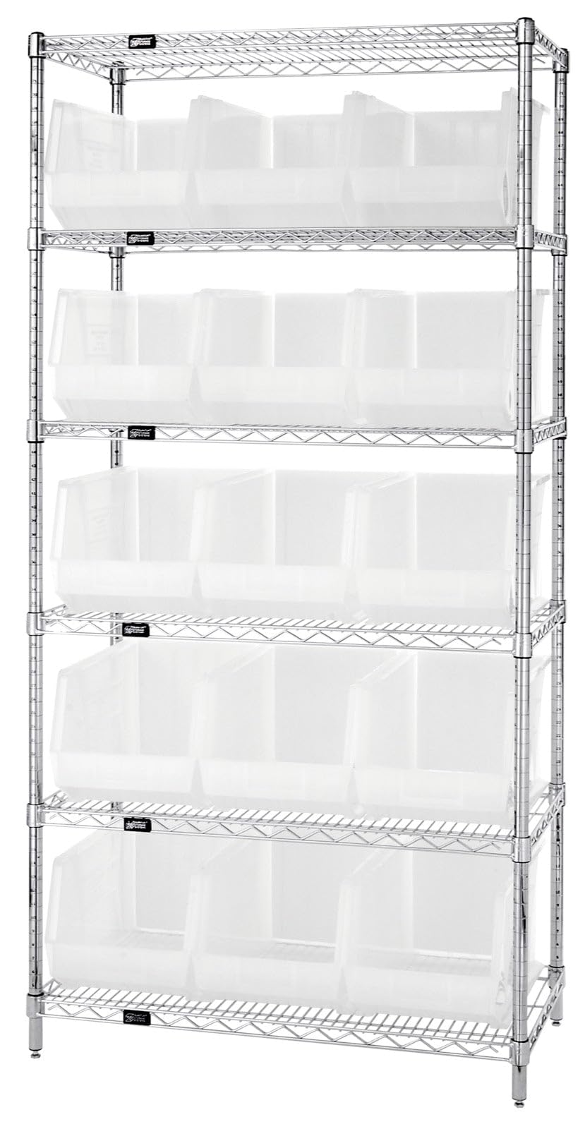 Quantum Storage QUS260 Heavy-Duty Stackable Plastic Storage Bins for Workshop by QUANTUM STORAGE SYSTEMS – 18L x 11W x 10H, 1980.0 cubic_inches, Plastic, Clear, Pack of 4