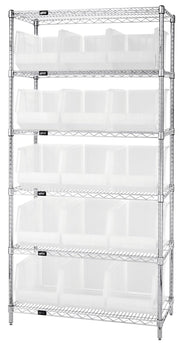 QUANTUM STORAGE SYSTEMS Clear / 18L x 11W x 10H / Ultra Stack & Hang Open Storage Bins
