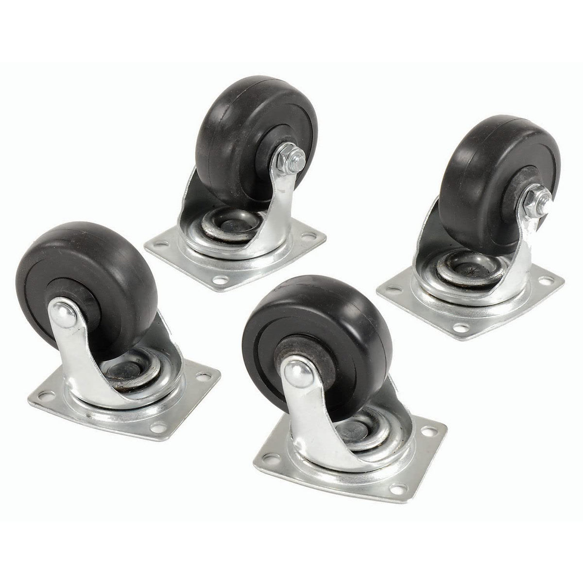(4) Swivel 4" Replacement Casters for Hardwood Dolly by Global Industrial – 8"L x 6"W x 5"H, Metal, Silver or Gray, Model 251445
